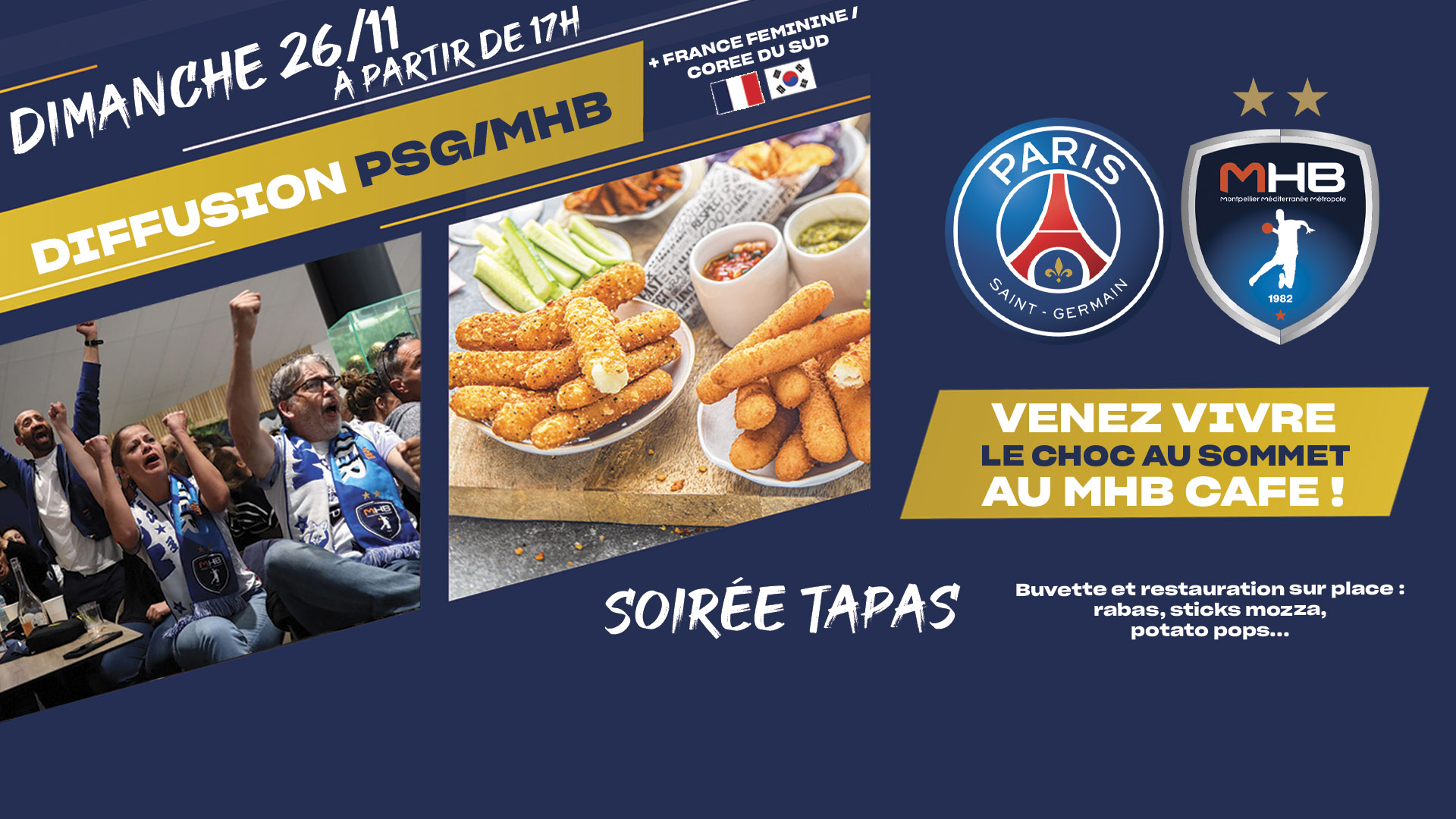 Venez vivre PSG / MHB ce dimanche au MHB Café !